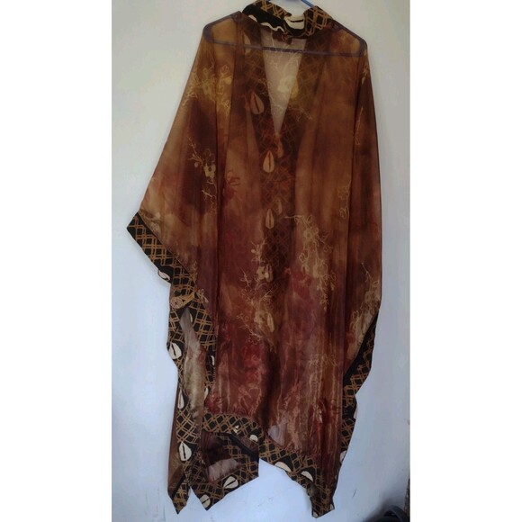 Mina Collection Kaftan Robe Mud Cloth Trim Copper Glow Rare Art to WearOne Size - Picture 16 of 16